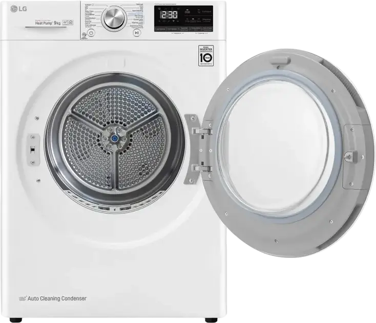 LG RH80V9AV3N Masina de Uscat Rufe cu Pompa de Calora, Capacitate 8kg, Clasa Energetica A+++, Alb cu Usa Neagra, Wi-Fi ThinQ, Condensator Auto-curatare