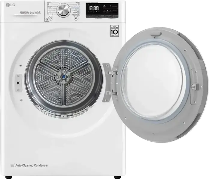 LG RH80V9AV3N Masina de Uscat Rufe cu Pompa de Calora, Capacitate 8kg, Clasa Energetica A+++, Alb cu Usa Neagra, Wi-Fi ThinQ, Condensator Auto-curatare