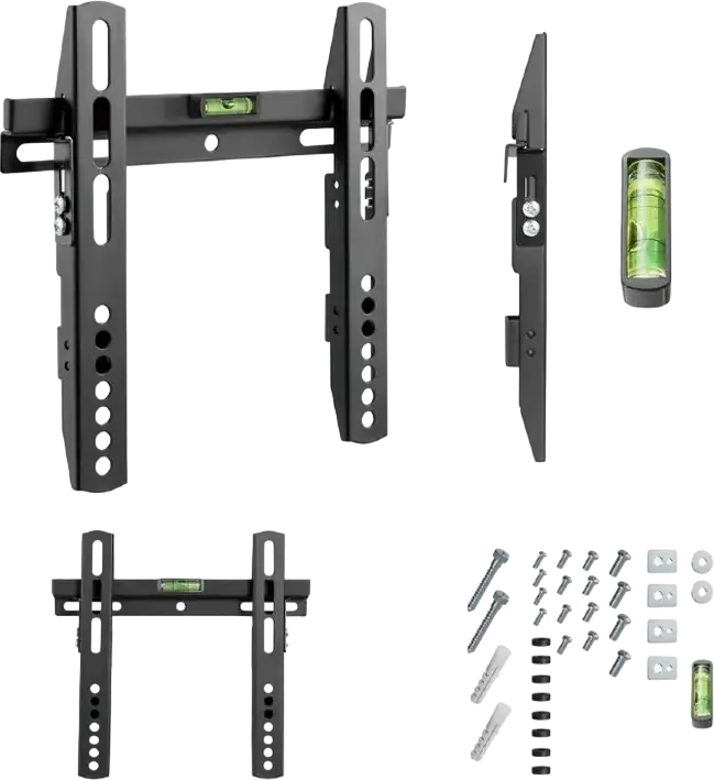 Gembird WM-42F-02 Fixed TV Wall Mount for 23-42 inch Screens, VESA 75x75 to 200x200mm, Max Load 40kg, Steel Powder Coated Black with Bubble Level
