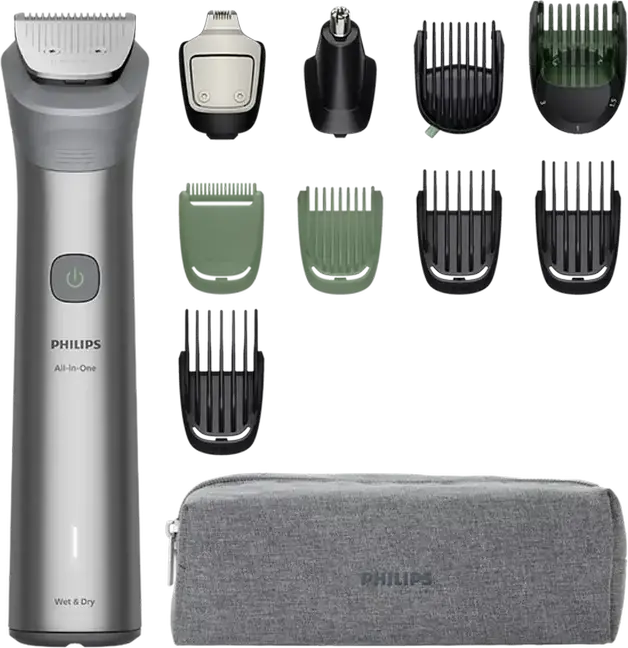 Philips MG5941/15 5000 Series All-in-One Multigroom Trimmer, 11 Tools for Face Head and Body, BeardSense Technology, Stainless Steel Blades, Waterproof