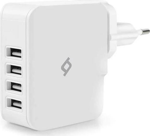 Incarcator universal de calatorie ttec Quattro Traveler 2SC02BUK, 4 porturi USB-A, 25W 5.1A, Tehnologie Smart IC, Adaptatoare EU UK USA, Alb