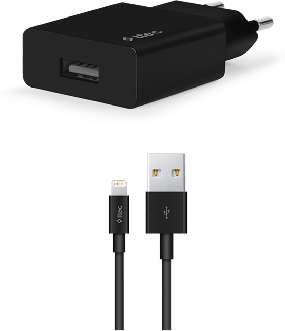 ttec Smart Travel Wall Charger with USB to Lightning Cable 2.4A, Fast Charging Adapter and 1.2m Sync Cable, Polycarbonate Compact Design