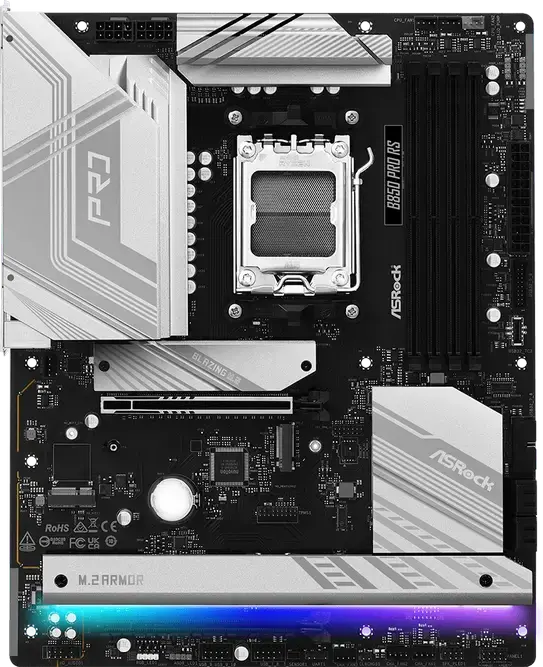 Материнская плата ASRock B850 Pro RS ATX, сокет AMD AM5, чипсет B850, DDR5 8000МГц, M.2 PCIe Gen5, 2.5G LAN, поддержка Ryzen 7000/8000/9000