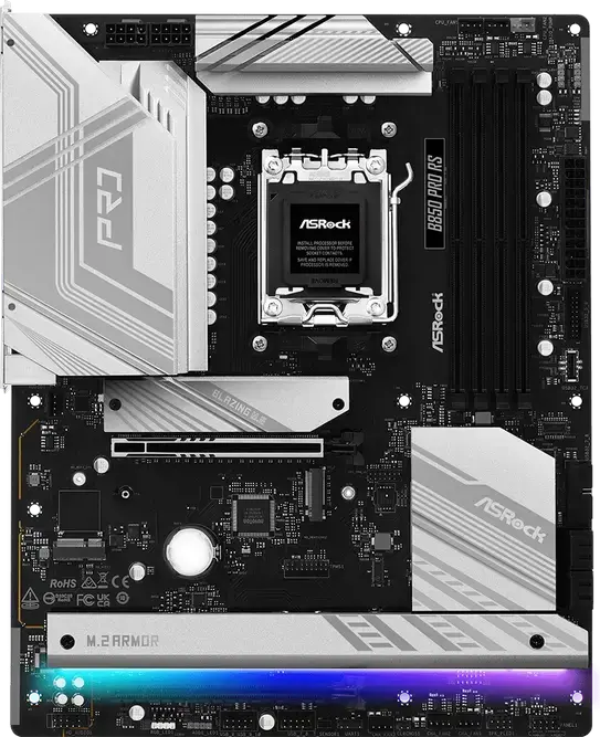 Материнская плата ASRock B850 Pro RS ATX, сокет AMD AM5, чипсет B850, DDR5 8000МГц, M.2 PCIe Gen5, 2.5G LAN, поддержка Ryzen 7000/8000/9000