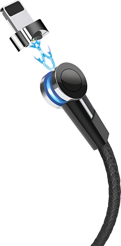 Магнитный кабель для зарядки Hoco S8 USB Type-A - Lightning, 1.2м, нейлоновая оплетка, цинковый сплав, 2.4А с поворотным съемным магнитным штекером