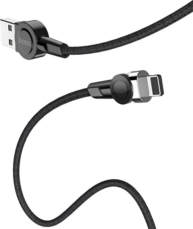 Магнитный кабель для зарядки Hoco S8 USB Type-A - Lightning, 1.2м, нейлоновая оплетка, цинковый сплав, 2.4А с поворотным съемным магнитным штекером