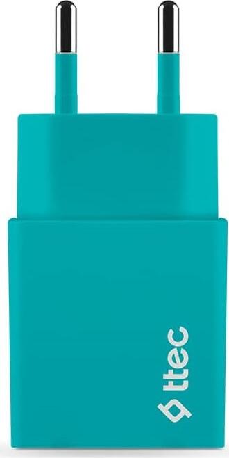 ttec Smart Travel Wall Charger Turquoise with USB to Micro USB Cable, 2.1A 10.5W Fast Charging, EU Plug, 1.2m Cable, Smart Chip Device Detection