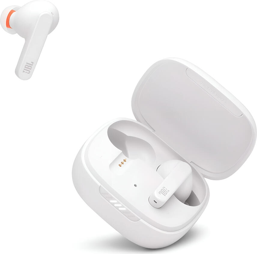 JBL Live Pro+ TWS True Wireless Earbuds - White, with Adaptive Noise Cancelling ANC, 11mm Dynamic Drivers, IPX4 Water Resistance, Wireless Charging, 28h Battery