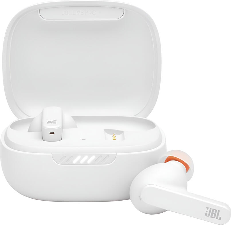 JBL Live Pro+ TWS True Wireless Earbuds - White, with Adaptive Noise Cancelling ANC, 11mm Dynamic Drivers, IPX4 Water Resistance, Wireless Charging, 28h Battery
