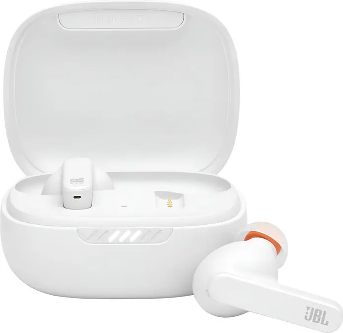 JBL Live Pro+ TWS True Wireless Earbuds - White, with Adaptive Noise Cancelling ANC, 11mm Dynamic Drivers, IPX4 Water Resistance, Wireless Charging, 28h Battery