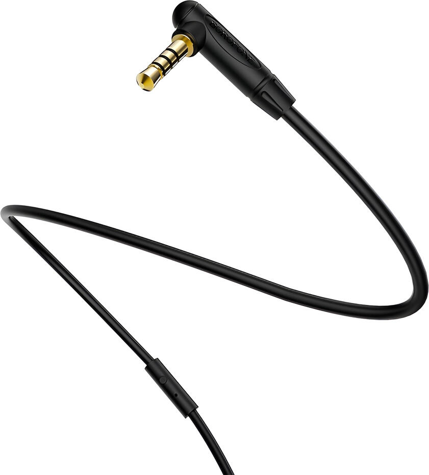 Cablu Audio AUX Borofone BL5 3.5mm la 3.5mm Conectori Platinati Gold cu Cot si Microfon Buton Multifunctional Transfer Lossless TPE 1m Negru