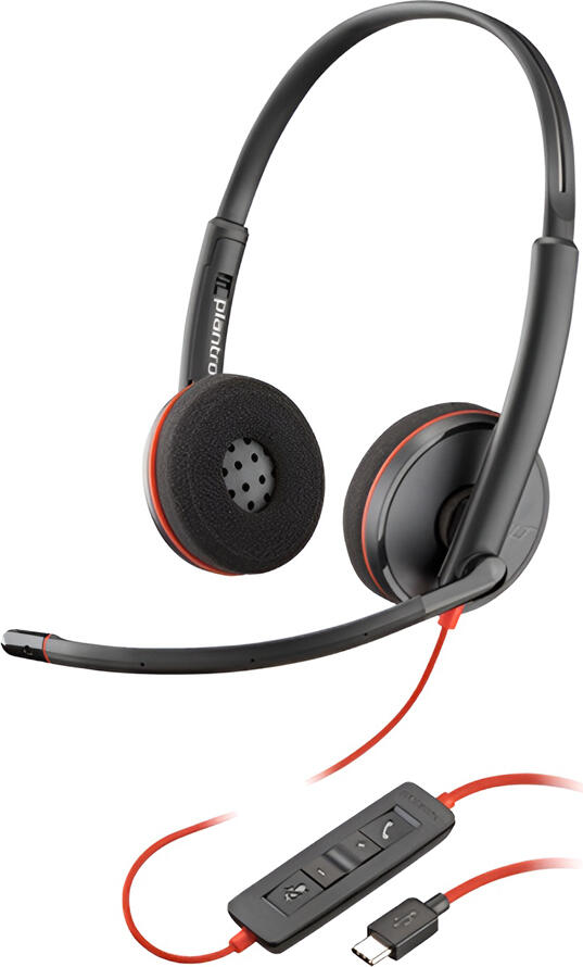Plantronics Blackwire C3220 USB Type-C Wired Stereo Headset, Noise-Canceling Directional Microphone, Dynamic EQ, Binaural, Black