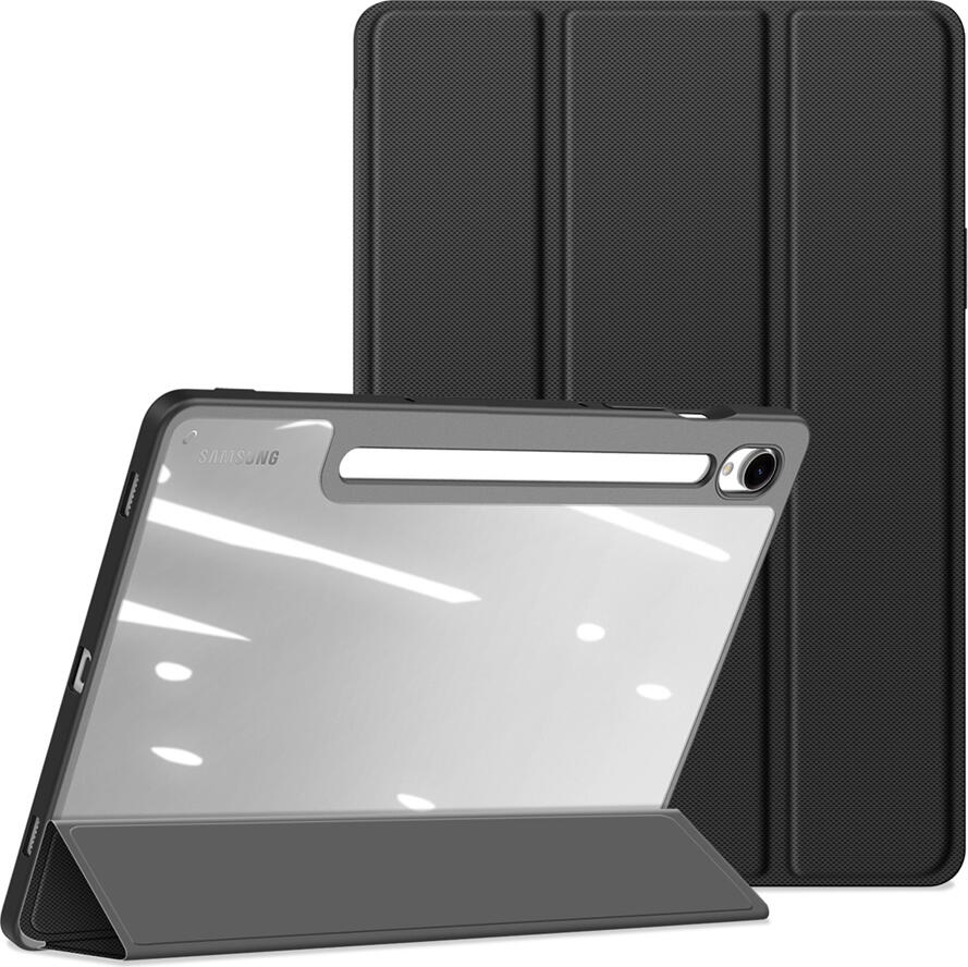 Husa Dux Ducis Toby pentru Samsung Galaxy Tab S9, S9 FE, S10 FE, S10 Lite, Spate Transparent PC si TPU, Suport Tri-fold cu Slot S-Pen si Auto Sleep Wake