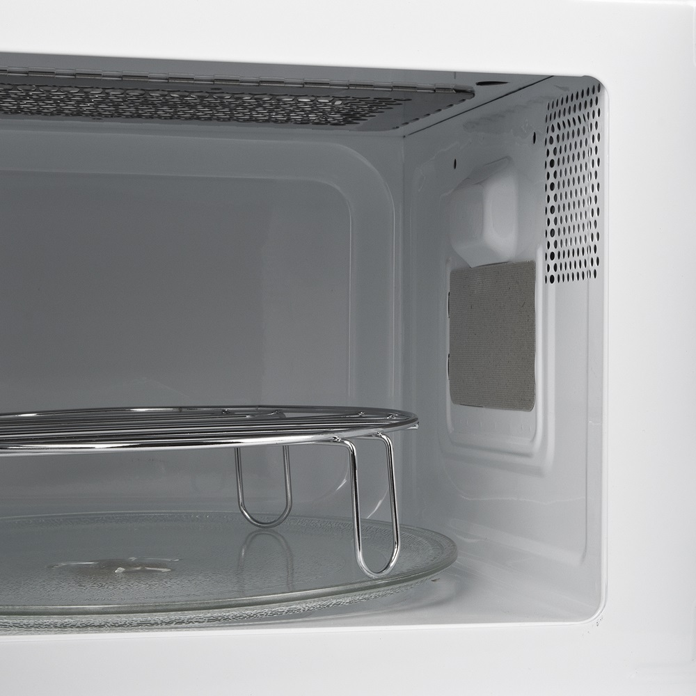 Girmi FM2101 Retro Microwave Oven with Grill, 20L Capacity, Manual Controls, Rotating Glass Turntable, White