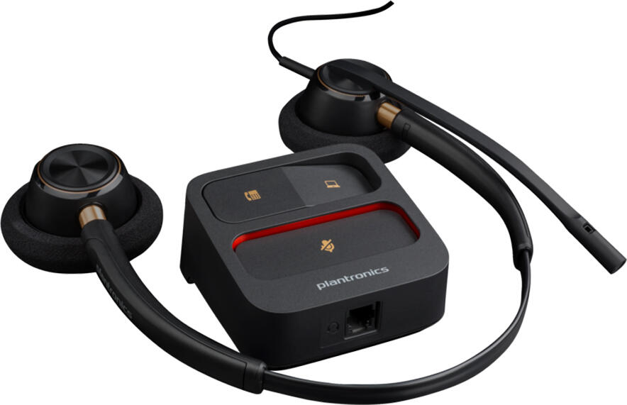 Casca Binaurala cu Fir Poly EncorePro 520, Microfon cu Anulare a Zgomotului, Conectare Rapida QD, Protectie Acustica SoundGuard, pentru Call Center