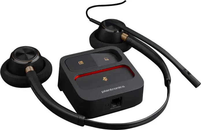 Casca Binaurala cu Fir Poly EncorePro 520, Microfon cu Anulare a Zgomotului, Conectare Rapida QD, Protectie Acustica SoundGuard, pentru Call Center