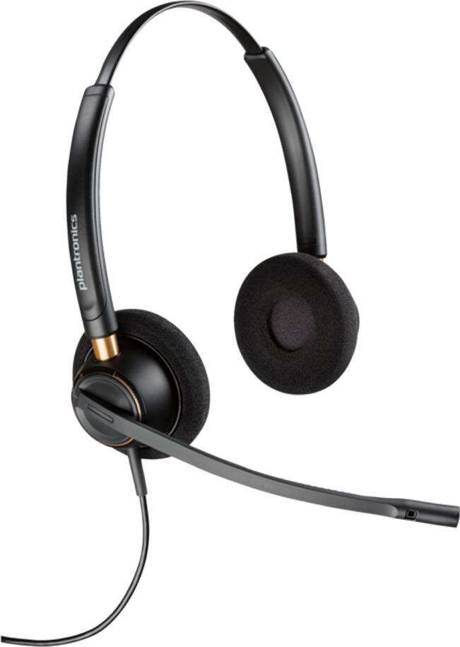 Casca Binaurala cu Fir Poly EncorePro 520, Microfon cu Anulare a Zgomotului, Conectare Rapida QD, Protectie Acustica SoundGuard, pentru Call Center