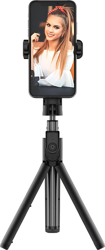Tripod Selfie Stick Wireless Borofone BY5 Leo cu Telecomanda, Aliaj de Aluminiu, Rotire 360 Grade, pentru Telefoane 4-6.5 inch, Negru