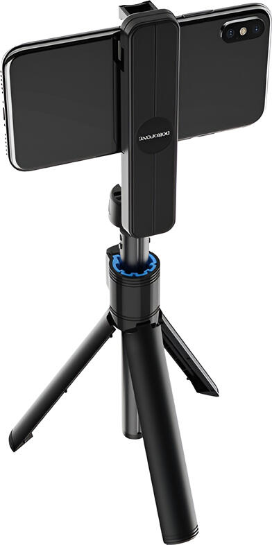 Tripod Selfie Stick Wireless Borofone BY5 Leo cu Telecomanda, Aliaj de Aluminiu, Rotire 360 Grade, pentru Telefoane 4-6.5 inch, Negru