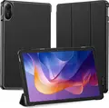DUX DUCIS DOMO Case for Xiaomi Redmi Pad 2, PU Leather Folio Cover with Auto Sleep/Wake, Tri-fold Stand, Shockproof Protective Shell, Black