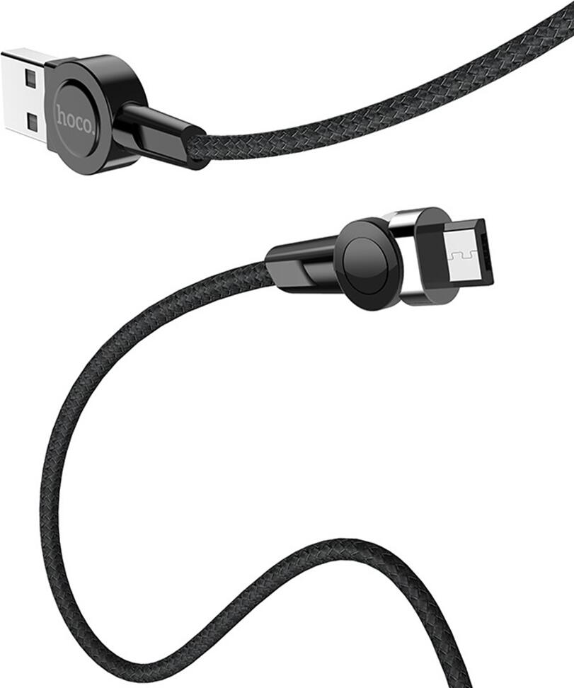 Магнитный кабель для зарядки Hoco S8 USB - Micro USB 2.4A нейлоновая оплетка цинковый сплав 1.2м с поворотным магнитным штекером и LED-индикатором