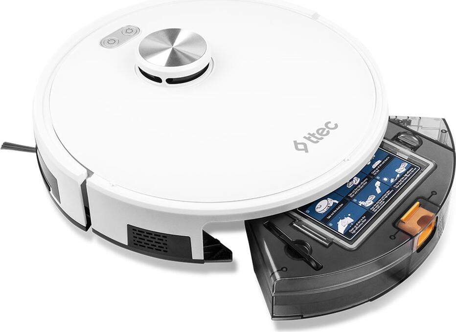 ttec Robi ProMaster+ 2RS04 Robot Vacuum Cleaner and Mop, 2700 Pa Suction, Automatic Dust Disposal Station, App Control, Dry and Wet Cleaning, White