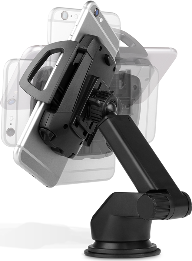 ttec FlexGrip Comfort 2tt24 Universal In-Car Phone Holder, Extendable Telescopic Arm, Strong Suction Cup for Windshield and Dashboard, Black