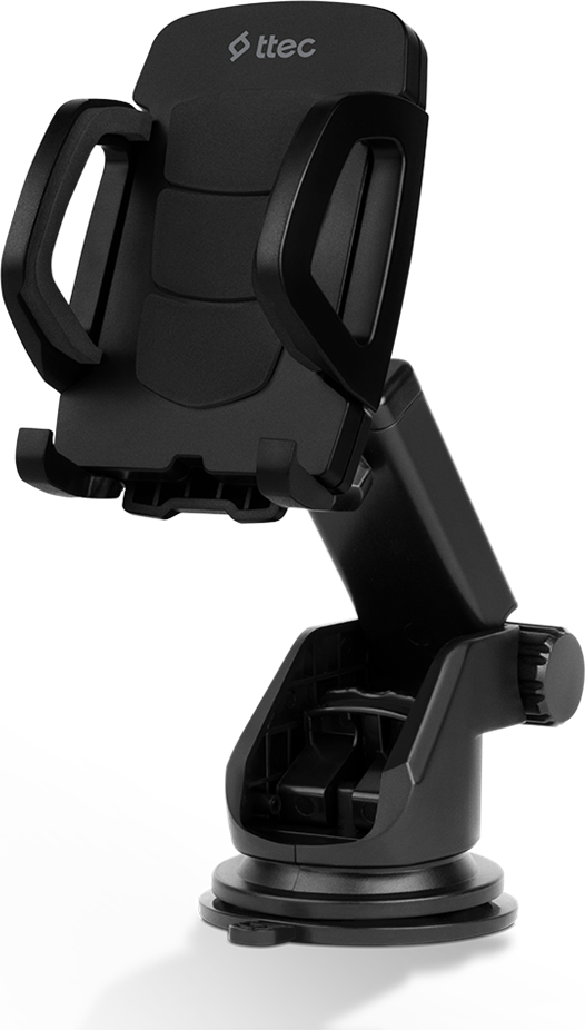 ttec FlexGrip Comfort 2tt24 Universal In-Car Phone Holder, Extendable Telescopic Arm, Strong Suction Cup for Windshield and Dashboard, Black