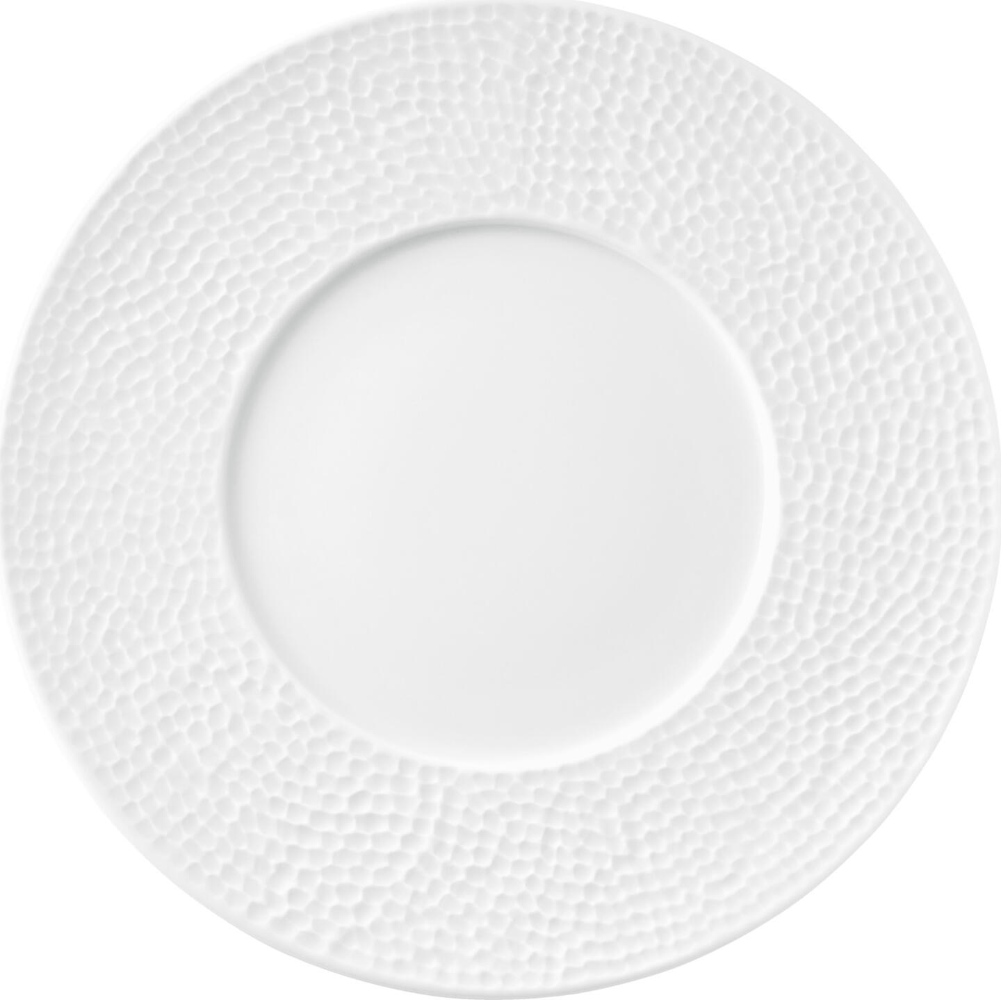 VEGA Pike Flat Dinner Plate, 23 cm, White Porcelain with Hammered Relief Design, Dishwasher and Microwave Safe, Round
