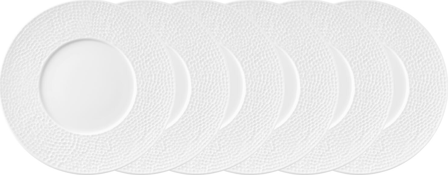 VEGA Pike Flat Dinner Plate, 23 cm, White Porcelain with Hammered Relief Design, Dishwasher and Microwave Safe, Round