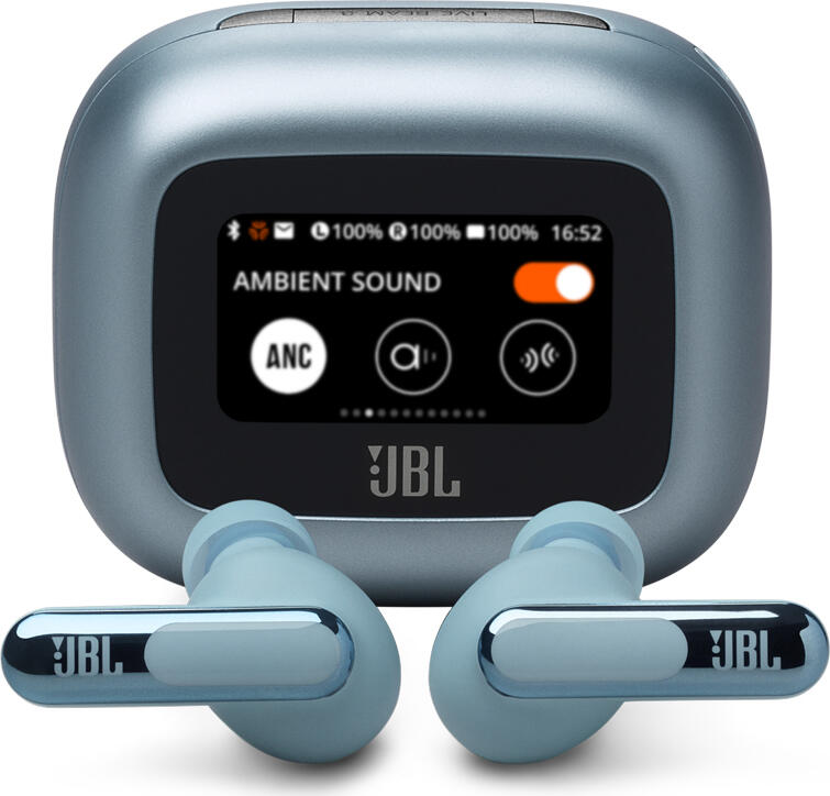 JBL Live Beam 3 True Wireless Earbuds, Blue, 10mm Dynamic Drivers, Adaptive Noise Cancelling 2.0, 48h Total Playtime, Smart Touchscreen Case, IP55