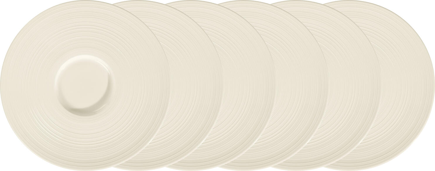VEGA Skyline Gourmet Plate, 31 cm Round Bone China Flat Plate with Wide Relief Rim, Cream White Brilliant Glaze, Dishwasher and Microwave Safe