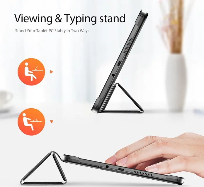 DUX DUCIS DOMO Case for Xiaomi Redmi Pad SE, PU Leather Folio Cover with Magnetic Auto Sleep/Wake, Shockproof PC Shell and Foldable Stand, Black