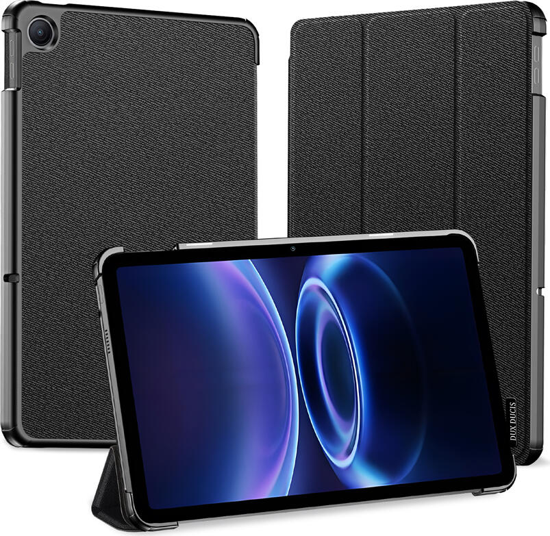 DUX DUCIS DOMO Case for Xiaomi Redmi Pad SE, PU Leather Folio Cover with Magnetic Auto Sleep/Wake, Shockproof PC Shell and Foldable Stand, Black