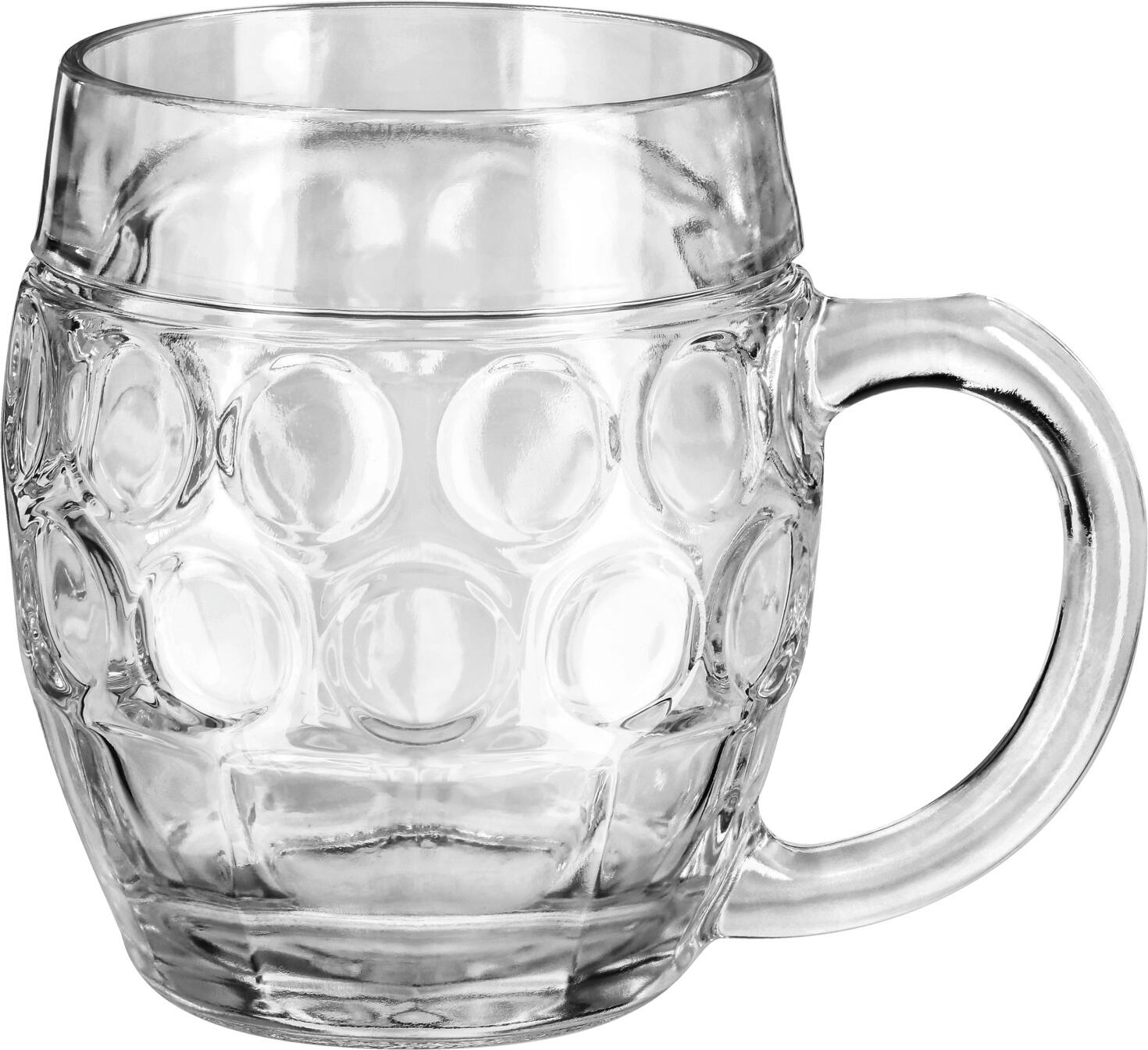 Cana de bere Stölzle Lausitz Tübinger, linie de umplere 0.5L, 620ml din cristal fara plumb, design traditional cu dimples, rezistenta la spalat