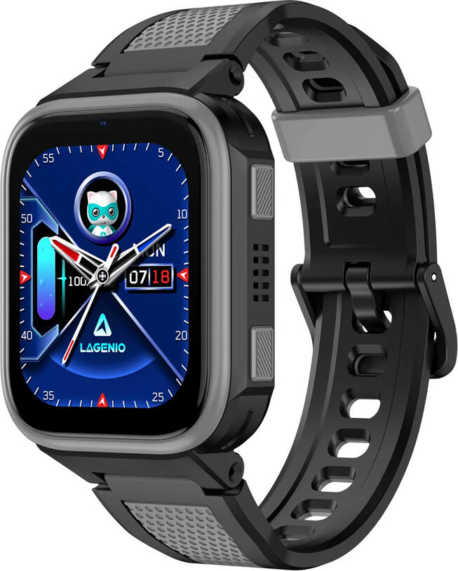 Lagenio K10 Kids Smartwatch 4G GPS Tracker, Black, IP68 Waterproof, Voice & Video Calls, SOS, Geo-Fence, Pedometer, Class Mode for Children 5-12 Years