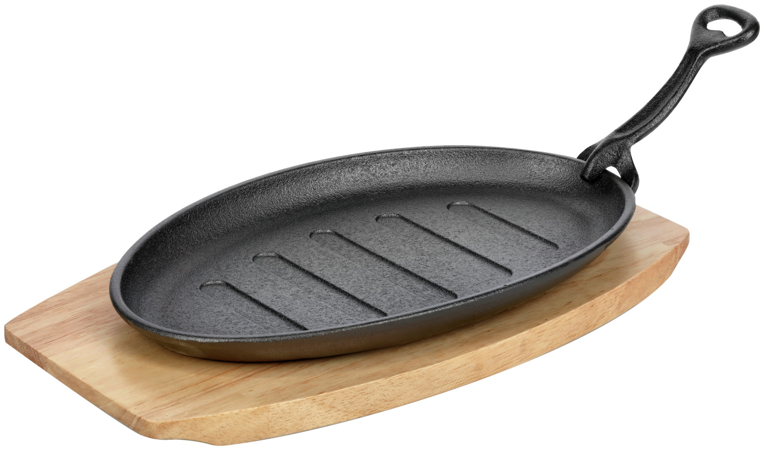 PULSIVA LUSINI Solutions GmbH Serving pan Basic oval Servierpfanne Basic oval Serving pan Basic oval; 27x17.5 cm (LxW); black; oval Servierpfanne Basic oval; 27x17.5 cm (LxB); schwarz; oval Heavy pan made of high-quality cast iron. Ideal for serving at the table. High strength (material thickness 0.8 - 1 mm), long service life. With fixed or removable cast iron handle. Supplied with matching wooden trivet. Not suitable for dishwasher. **Please note! Do not soak in water. Always wash your pan by hand with hot water and a hard nylon brush. Do not use soap or aggressive cleaning agents. Dry the pan thoroughly (do not leave to air dry) and apply a small amount of vegetable oil to the inside and outside surfaces while the pan is still warm. Store the pan in a dry place. Schwere Pfanne aus hochwertigem Guss. Optimal für das Servieren am Tisch geeignet. Hohe Festigkeit (Materialstärke 0,8 - 1 mm), lange Lebensdauer. Mit festem oder abnehmbarem Griff aus Guss. Lieferung inkl. passendem Holzuntersetzer. Nicht spülmaschinengeeignet. **Bitte Beachten!** Nicht in Wasser einweichen. Waschen Sie Ihre Pfanne immer von Hand mit heißem Wasser und einer harten Nylonbürste. Verwenden Sie keine Seife oder aggressive Reinigungsmittel. Trocknen Sie die Pfanne gründlich ab (nicht an der Luft trocknen lassen) und tragen Sie eine kleine Menge Pflanzenöl auf die Innen- und Außenflächen auf, solange die Pfanne noch warm ist. Bewahren Sie die Pfanne an einem trockenen Ort auf.