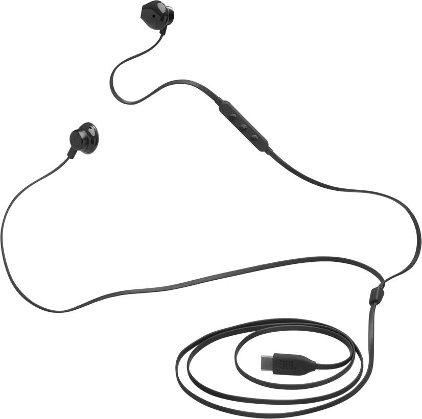 Casca JBL Tune 305C USB Type-C In-Ear, Audio Hi-Res, Sunet Pure Bass, Difuzoare Dinamice de 12.5mm, Telecomanda Integrata si Microfon, Cablu Plat, Culoare: Negru