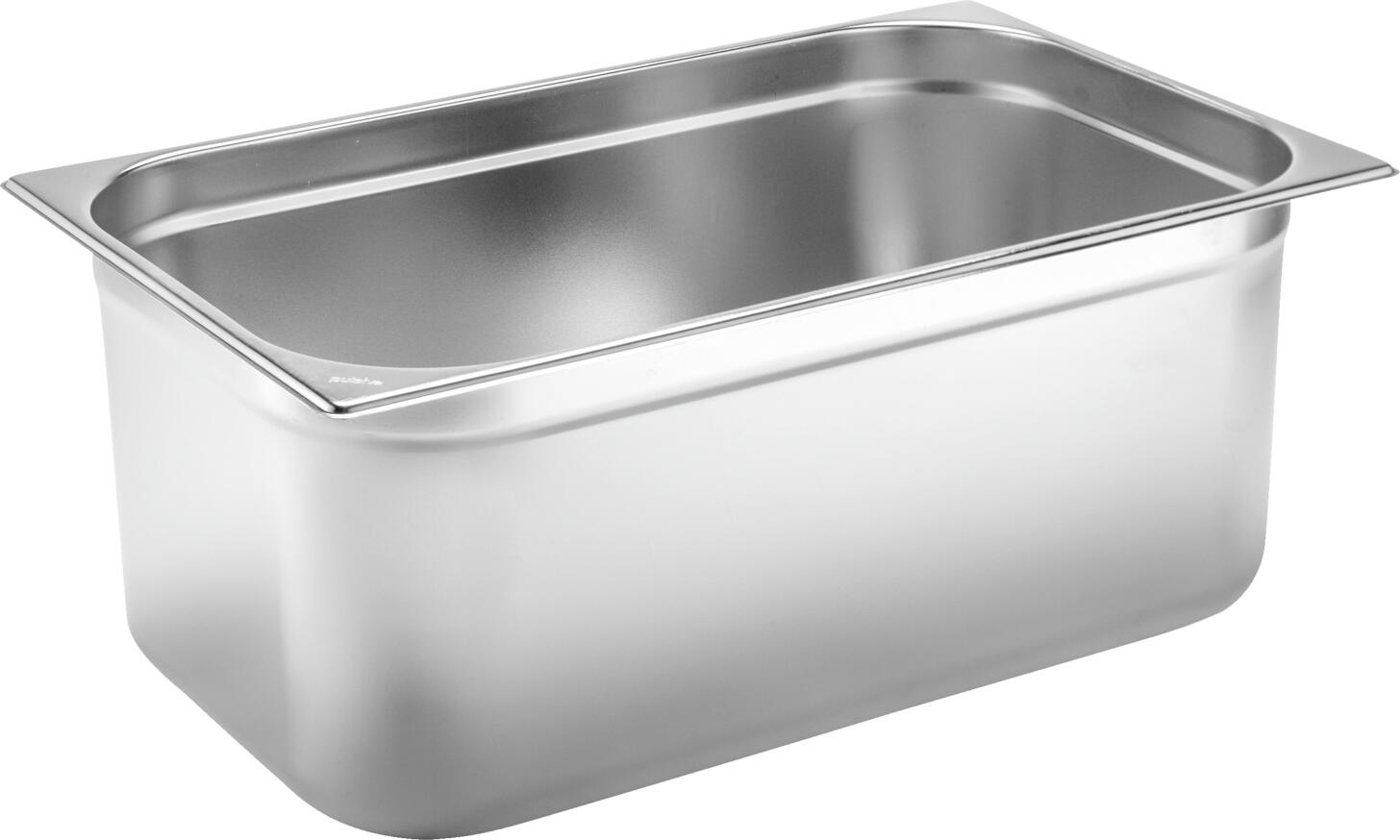 Pulsiva Basic GN 1/1 Container, 28L Stainless Steel Gastronorm Pan, Rustproof, Stacking Cam, Dishwasher Safe, 53 x 32.5 x 20 cm