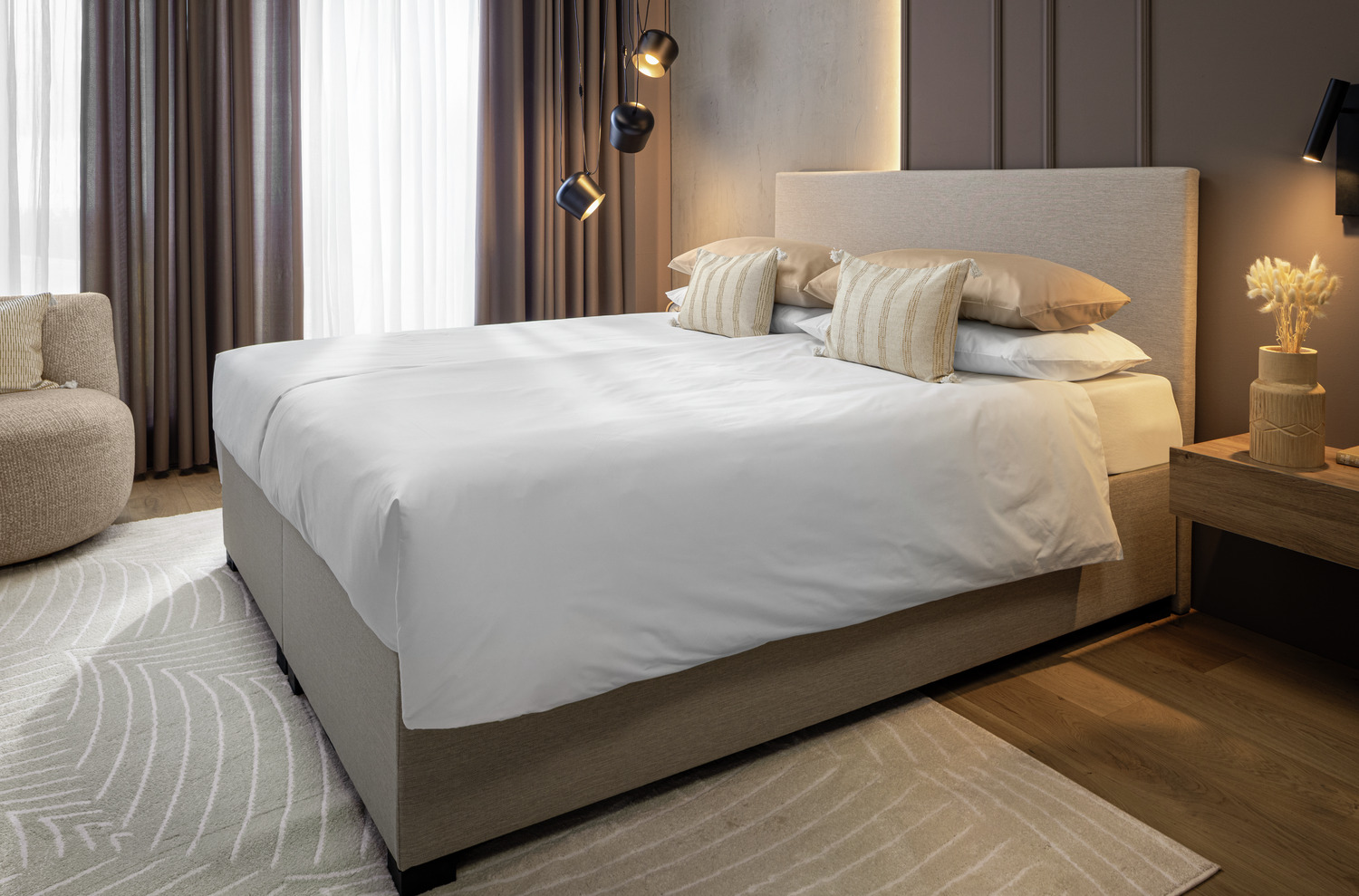Set Bedita ERWIN M. LUSINI Siena, Percale Bumbac Alb, Husa Pota 140x200 cm si Fata de Perna 70x90 cm, Închidere Hotel, Certificare OEKO-TEX Standard 100