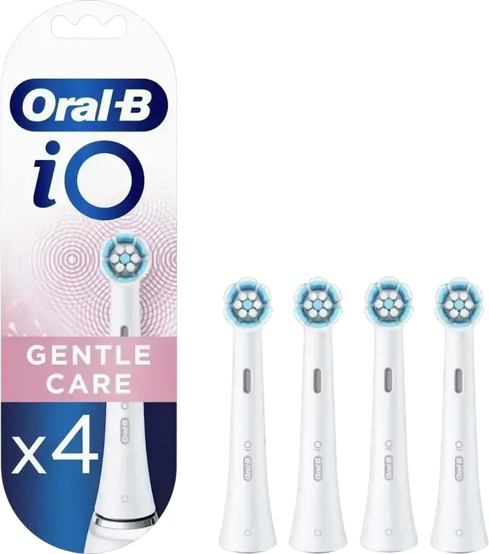 Oral-B iO Gentle Care Replacement Brush Heads, Soft Bristles for Sensitive Gums, Round Head with Color-Changing Indicator, White