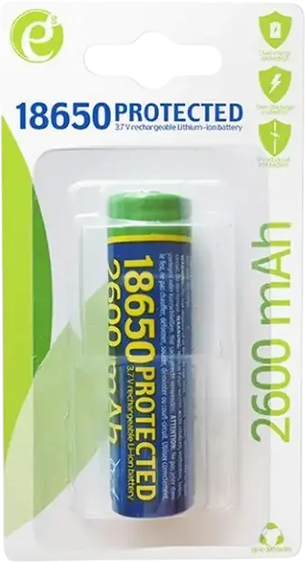 Energenie EG-BA-18650/2600 Rechargeable Li-ion Battery 18650 3.7V 2600mAh Protected Cell for LED Flashlights and Electronic Devices