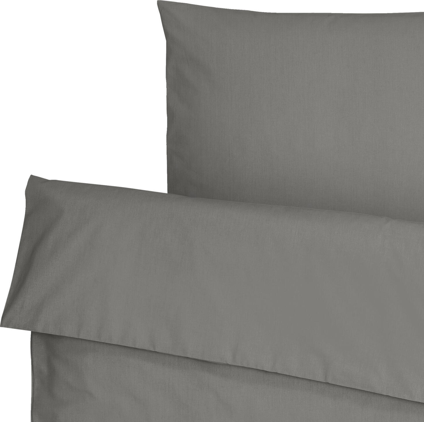 ERWIN M. LUSINI Siena Bedding Set, Percale Cotton Blend 80% Cotton 20% Polyester, Hotel Closure, 140x200 cm Duvet Cover, 70x90 cm Pillowcase, Grey, OEKO-TEX Standard 100