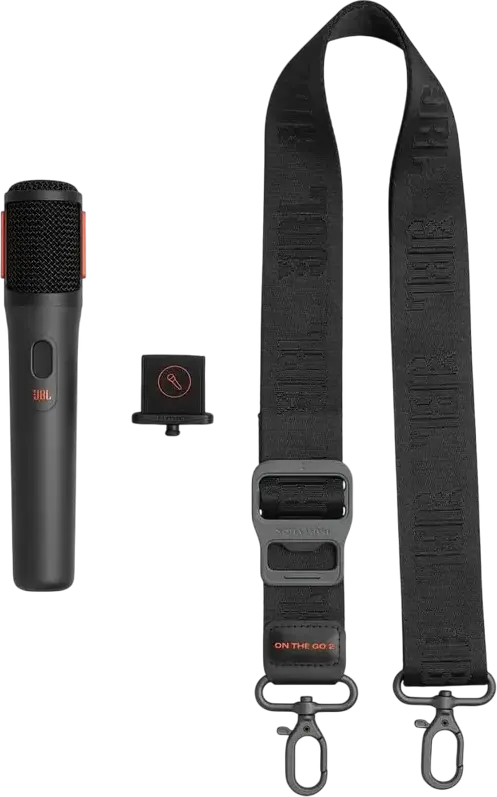 JBL PartyBox On-the-Go 2 Portable Audio System, 100W RMS, Bluetooth 5.4, 15h Battery, Dynamic Lightshow, Wireless Microphone with Echo, Black