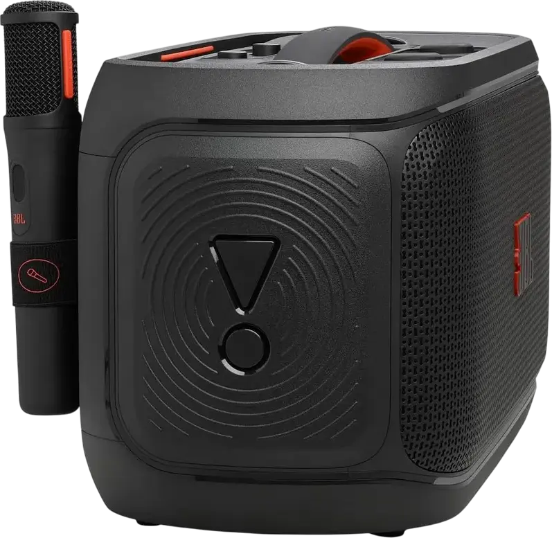 JBL PartyBox On-the-Go 2 Portable Audio System, 100W RMS, Bluetooth 5.4, 15h Battery, Dynamic Lightshow, Wireless Microphone with Echo, Black