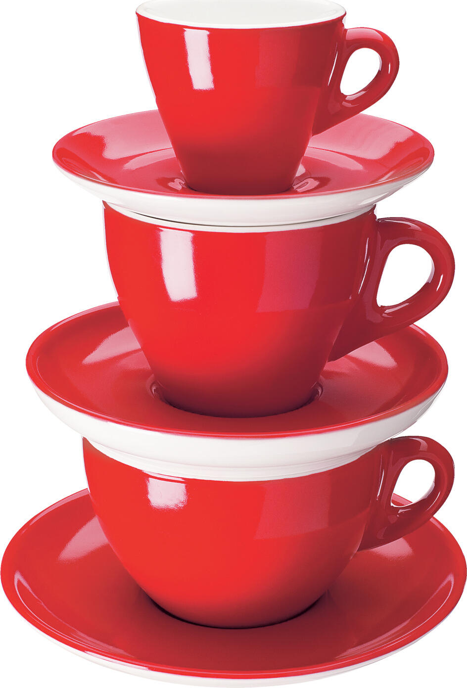 Cana pentru cafea cu lapte Pulsiva Lusini Joy, Roșu, 300ml din Porțelan, Compatibila cu Mașina de Spălat Vase și Cuptorul cu Microunde, Design Robust