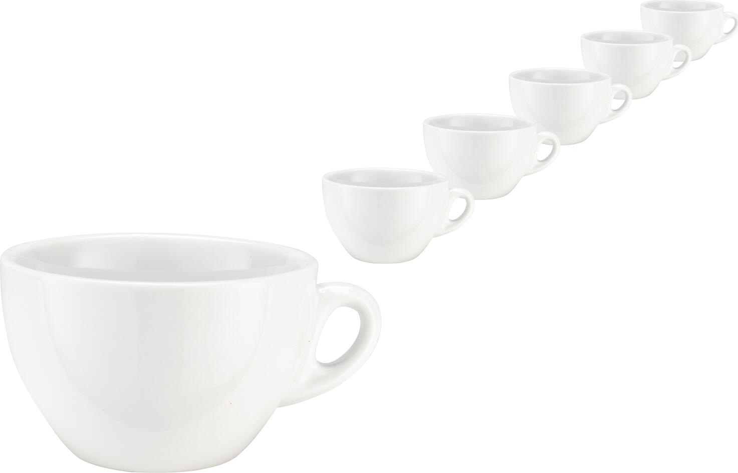 Cana pentru cafea cu lapte Pulsiva Lusini Joy, Albă, 300ml din Porțelan, Compatibila cu Mașina de Spălat Vase și Cuptorul cu Microunde, Design Robust