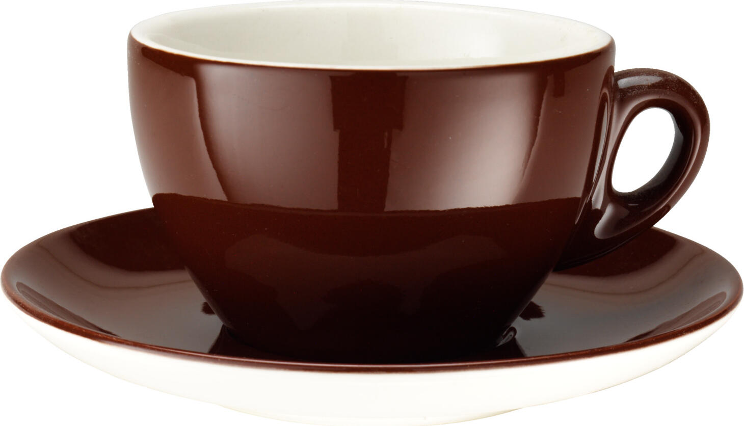 Pulsiva Lusini Joy Milk Coffee Cup, Brown, 300ml Porcelain, Dishwasher and Microwave Safe, Round Sturdy Design