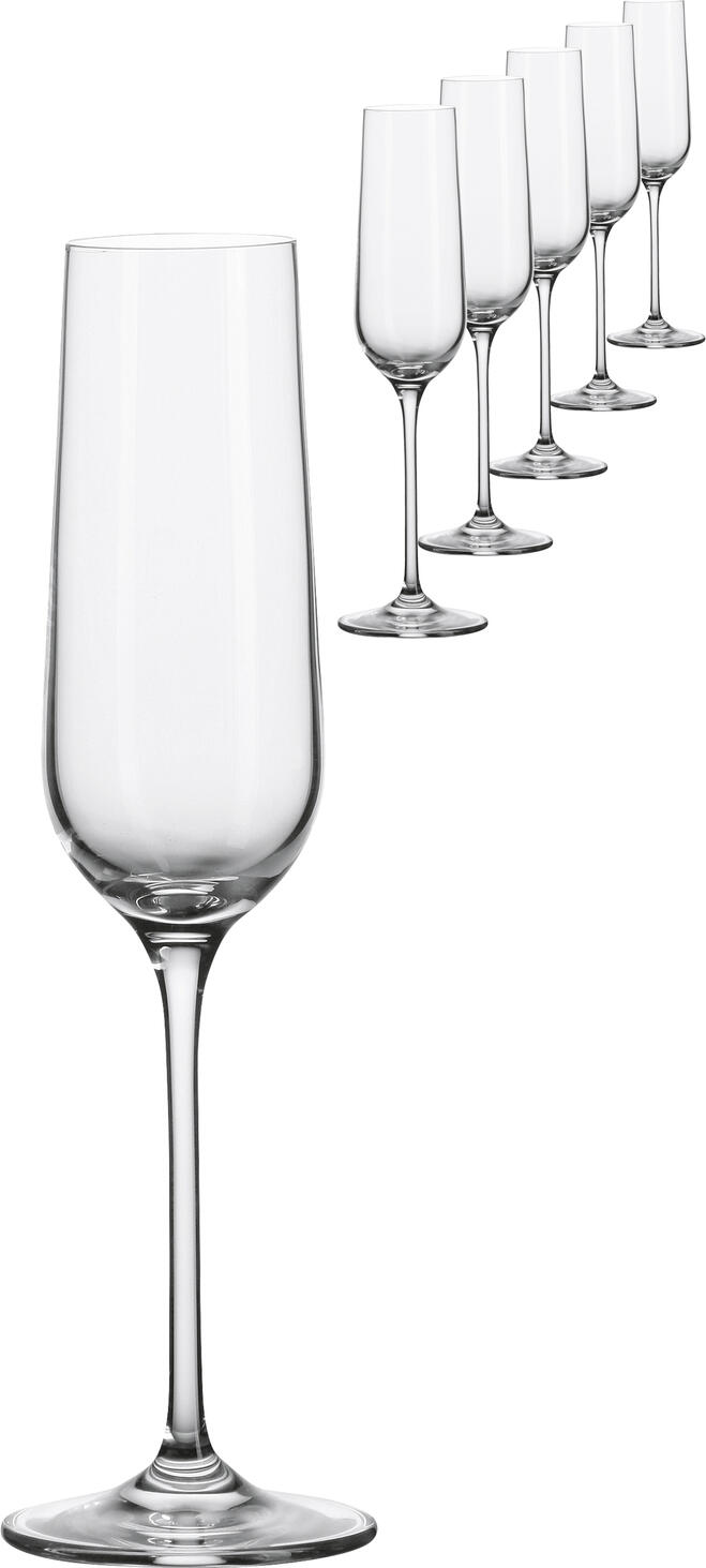 VEGA Medina Champagne Glass, 180ml, 241mm Height, 42mm Diameter, High-Quality Crystal Glass, Slender Tall Goblet with Thin Rim, Dishwasher-Safe