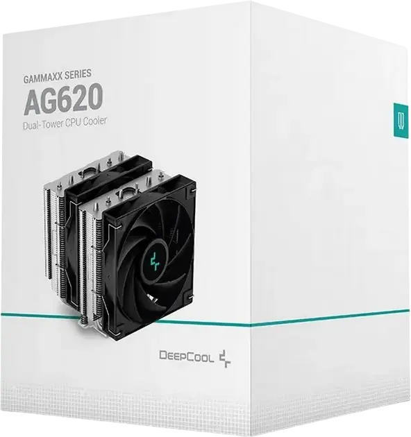 Cooler CPU Deepcool AG620 Dual-Tower, TDP 260W, 6 heatpipe-uri de cupru, 2 ventilatoare PWM de 120mm, Compatibil Intel LGA1851/1700/1200/2066/2011 si AMD AM5/AM4
